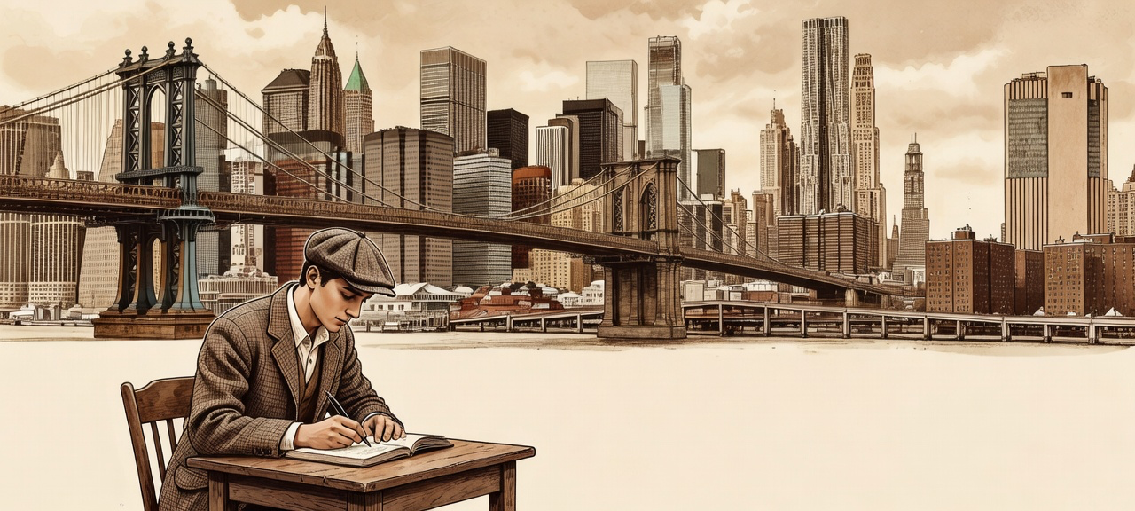 Sketch of a Brooklyn neighborhood streetscape