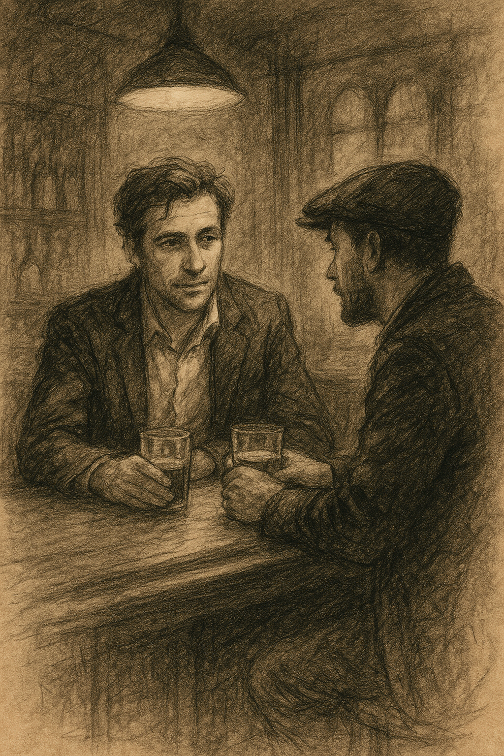 Illustration for Two Guys Meet Up At A Bar